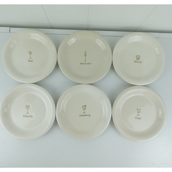 Williams Sonoma Wine Series Canape Appetizer Plates 6 Piece Set - Picture 1 of 16
